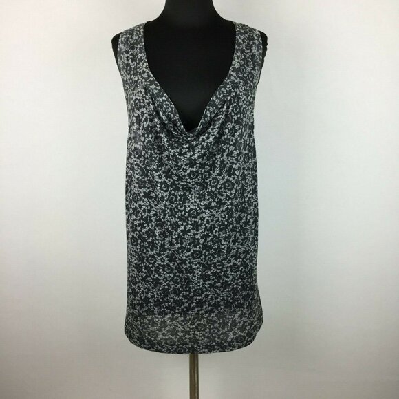 Theory Tank Top Womens L Floral Cowl Drape Neck Casual Workwear Office - Picture 1 of 12